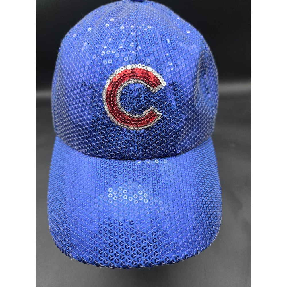 Chicago Cubs ’47 Brand Womens Sequin Baseball Cap Blue Adjustable MLB Hat